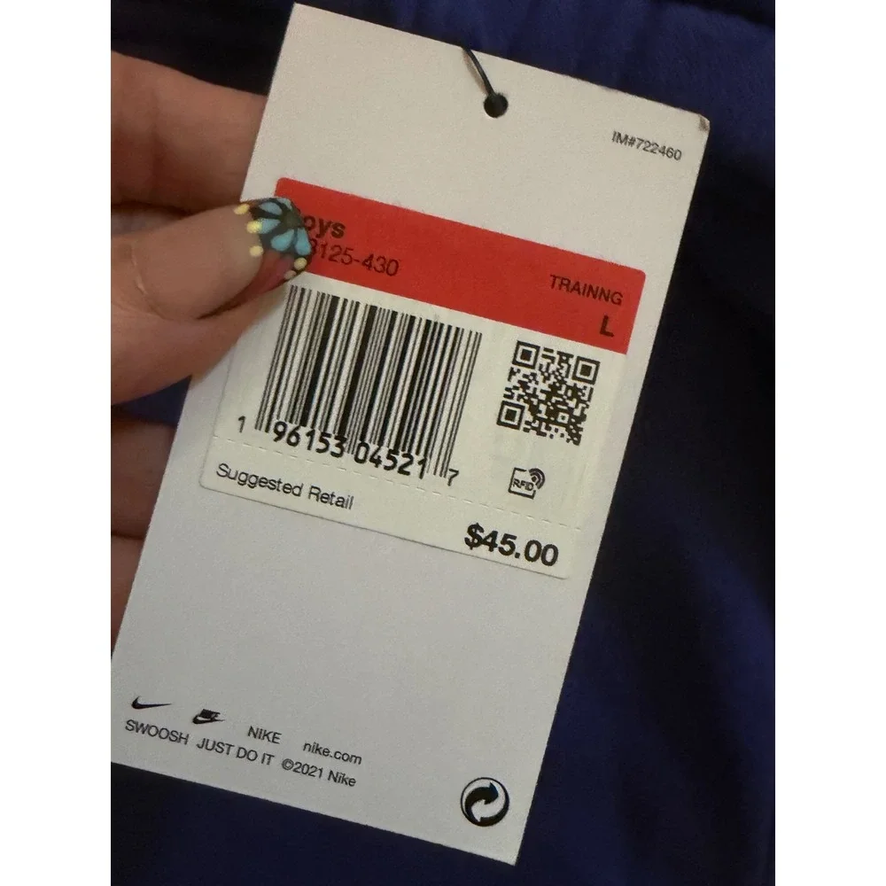 Nike Athletics‎ Boys Blue Fleece Sweatpants Joggers Floral Logo Size L
